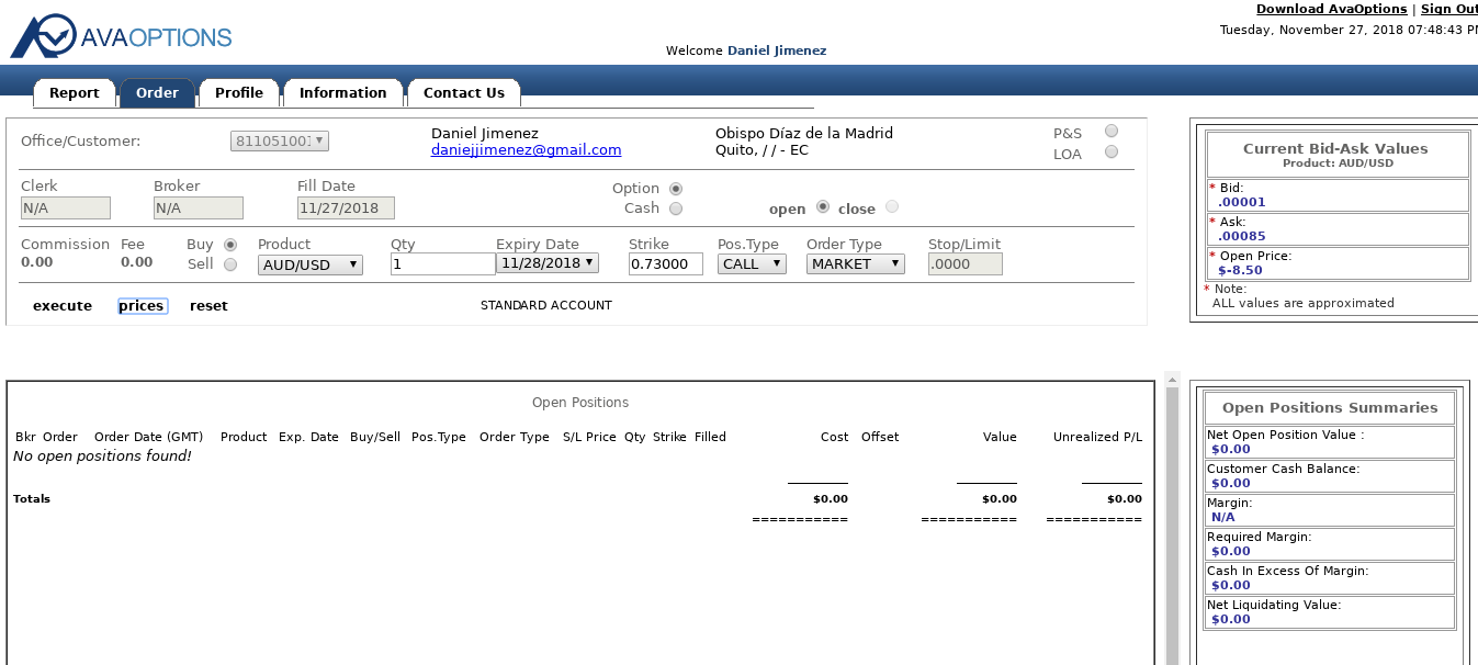 AvaTrade Order