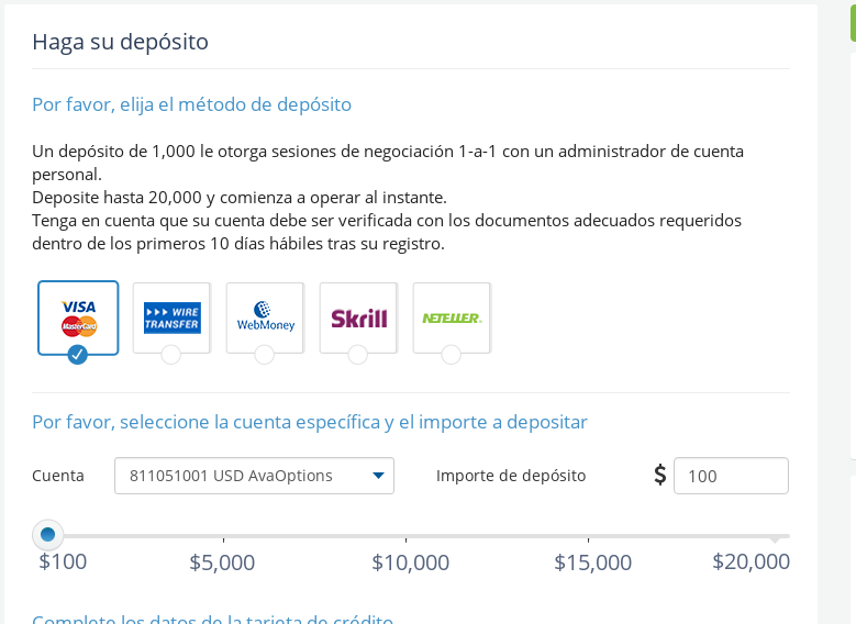 Deposito AvaTrade