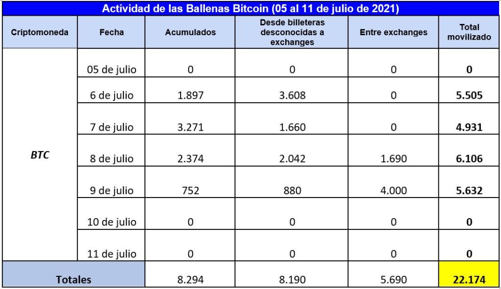 La actividad de las ballenas Bitcoin en lo que va del mes de junio muestra una desaceleración importante de sus transferencias. Fuente: Whale Alert
